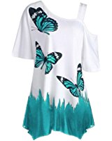 Paymenow Off Shoulder Tops for Women Clearance, Butterfly Print Short Sleeve T Shirt Price: 	$3.49 - $7.59